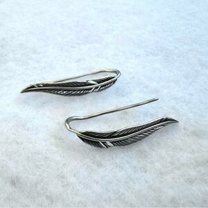 Feather Earring Climbers. Sterling Silver 925. Excellent Condition.
